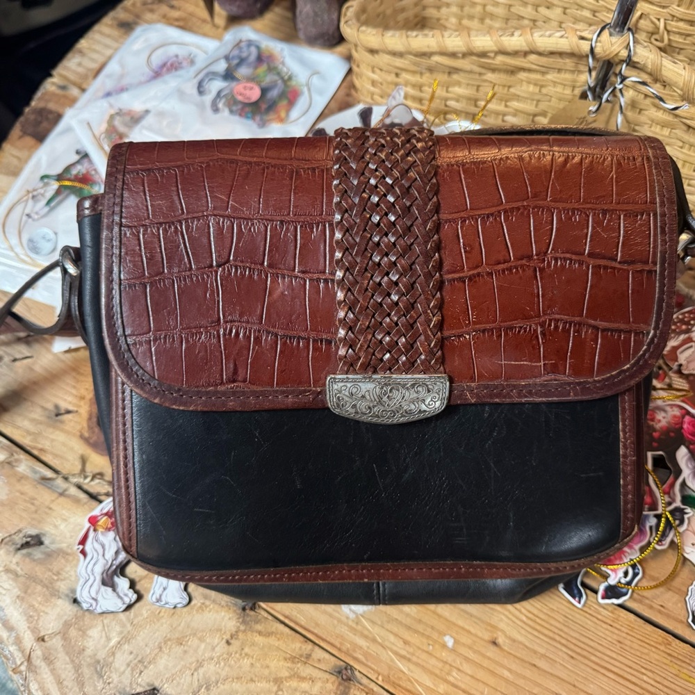 Brighton croc leather cross body
